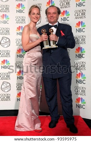 18JAN98:  Actor JACK NICHOLSON & actress HELEN HUNT  at the Golden Globe Awards where they won Best Actor & Actress awards for Movie Comedy for \