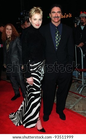 11FEB98:  Actress SHARON STONE & fiance PHIL BRONSTEIN at premiere of her new movie, 