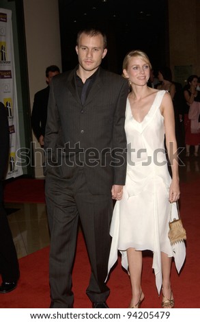 Actor HEATH LEDGER & actress girlfriend NAOMI WATTS at the Hollywood Film Festival\'s Hollywood Movie Awards and Gala Ceremony, in Beverly Hills. 07OCT2002.  Paul Smith / Featureflash