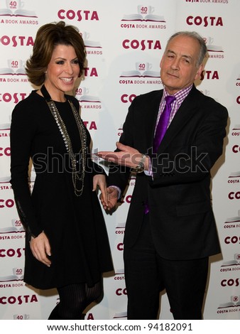 Natasha Kaplinsky and Alastair Stewart arriving for The 2012 Costa Book Awards at Quagliano\'s Restaurant in London on 24th Jan 2012 Pics by Simon Burchell / Featureflash