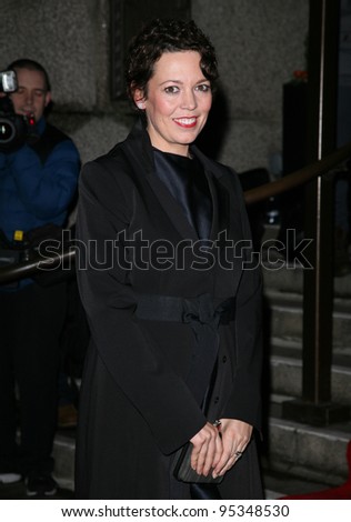 Olivia Colman arriving for the Evening Standard Film Awards, County Hall, London. 06/02/2012 Picture by: Alexandra Glen / Featureflash