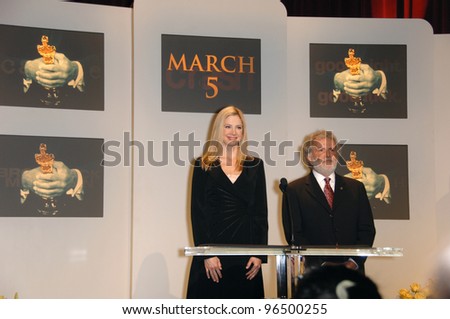 Actress MIRA SORVINO & Academy president SID GANIS at the nominees announcement for the 78th Annual Academy Awards. January 31, 2006  Beverly Hills, CA.  2006 Paul Smith / Featureflash