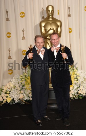 Wallace & Gromit creators NICK PARK (left) & STEVE BOX at the 78th Annual Academy Awards at the Kodak Theatre in Hollywood. March 5, 2006  Los Angeles, CA  2006 Paul Smith / Featureflash