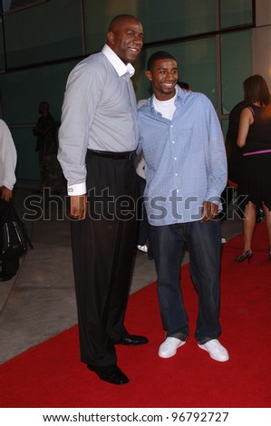 Former basketball star EARVIN MAGIC JOHNSON & son ANDRE at the Los Angeles premiere of King\'s Ransom. April 21, 2005 Los Angeles, CA.  2005 Paul Smith / Featureflash