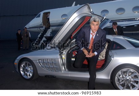 TV chat show host JAY LENO at charity event at Santa Monica Airport for The Robb Report\'s Best of the Best: Los Angeles. August 28, 2004