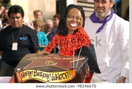 Actress WHOOPI GOLDBERG\'s birthday cake presented to her on Hollywood Blvd where she was honored with the 2,186th star on the Hollywood Walk of Fame.  13NOV2001.  Paul Smith/Featureflash
