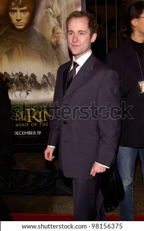 Actor BILLY BOYD at the Los Angeles premiere of his new movie The Lord of the Rings: The Fellowship of the Ring. 16DEC2001  Paul Smith/Featureflash