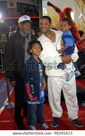 Actor WILL SMITH & sons & father Will Smith Sr. at the Los Angeles premiere of Spider-Man. 29APR2002.   Paul Smith / Featureflash