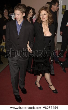 Actress SUSAN SARANDON & son at the Broadcast Film Critics 8th Annual Critics\' Choice Awards at the Beverly Hills Hotel. 17JAN2003.   Paul Smith / Featureflash
