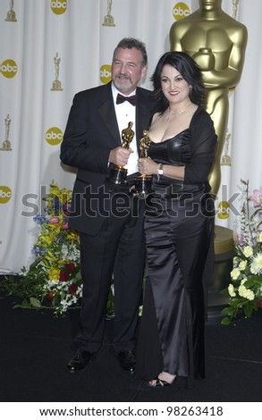 Makeup winners JOHN JACKSON & BEATRICE DE ALBA at the 75th Annual Academy Awards at the Kodak Theatre, Hollywood. March 23, 2003