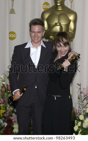 Live action short film winners MARTIN STRANGE-HANSEN & MIE ANDREASEN at the 75th Annual Academy Awards at the Kodak Theatre, Hollywood. March 23, 2003