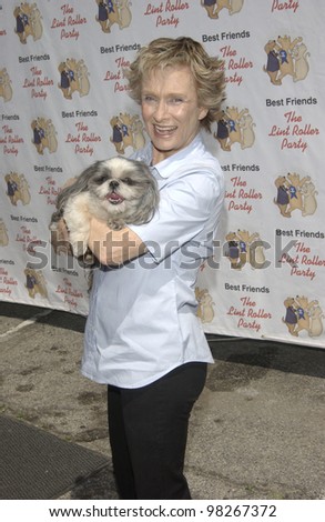 Actress CLORIS LEACHMAN & dog at the Best Friends Lint Roller Party at Santa Monica Airport, California. The event was held to benefit the Best Friends Animal Sanctuary. march 2003