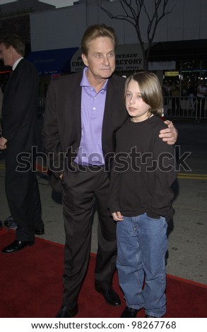 Actors MICHAEL DOUGLAS & RORY CULKIN at the Los Angeles premiere of their movie It Runs In The Family. April 7, 2003