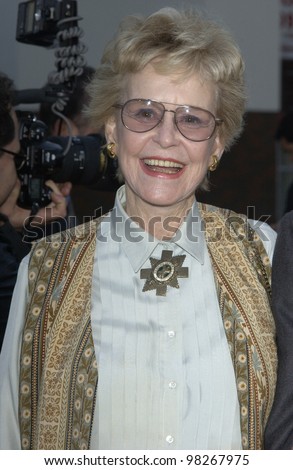 Actress DIANA DOUGLAS (mother of Michael Douglas) at the Los Angeles premiere of her movie It Runs In The Family. April 7, 2003