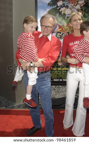 CNN talk-show host LARRY KING & family at the Los Angeles premiere of Rugrats Go Wild. June 1, 2003