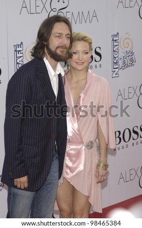 Actress KATE HUDSON & husband CHRIS ROBINSON at the world premiere, in Hollywood, of her new movie Alex & Emma. June 16, 2003