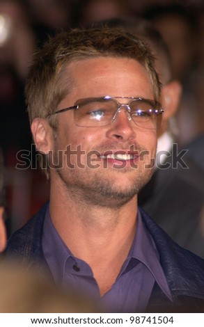 Actor BRAD PITT at the Los Angeles premiere of his wife Jennifer Aniston's new movie Rock