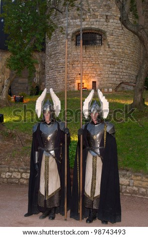 Setting & characters for party to promote new movie The Lord of the Rings. The party was held in the medieval Chateau de Castellaras in Mougins. 13MAY2001.   Paul Smith/Featureflash