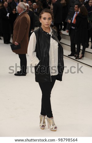Chloe Green arriving for the Burberry Prorsum fashion show as part of London Fashion Week 2012 A/W in Kensington Gardens, London. 20/02/2012 Picture by: Steve Vas / Featureflash