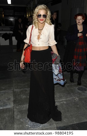 Rita Ora at the Unique show as part of London Fashion Week 2012 A/W at Old Billingsgate Market, London.