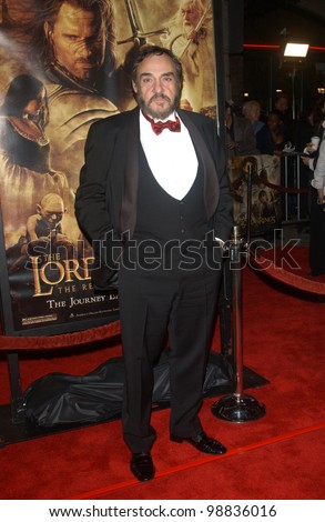JOHN RHYS-DAVIES at the USA premiere of his new movie The Lord of the Rings: The Return of the King, in Los Angeles. December 3, 2003  Paul Smith / Featureflash