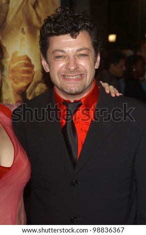 ANDY SERKIS at the USA premiere of his new movie The Lord of the Rings: The Return of the King, in Los Angeles. December 3, 2003  Paul Smith / Featureflash