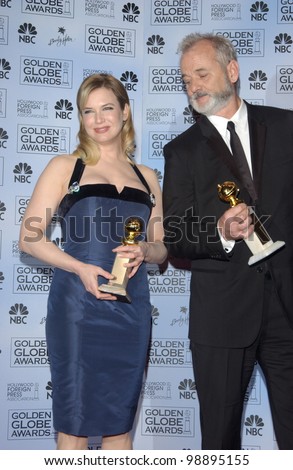 BILL MURRAY & RENEE ZELLWEGER at the 61st Annual Golden Globe Awards at the Beverly Hilton Hotel, Beverly Hills, CA. January 25, 2004