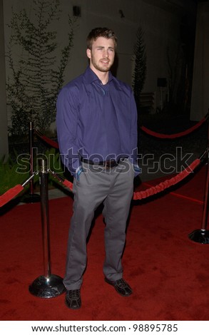 Actor CHRIS EVANS at the world premiere, in Hollywood, of his new movie The Perfect Score. January 27, 2004