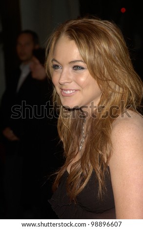 Actress LINDSAY LOHAN at the world premiere, in Hollywood, of The Perfect Score. January 27, 2004
