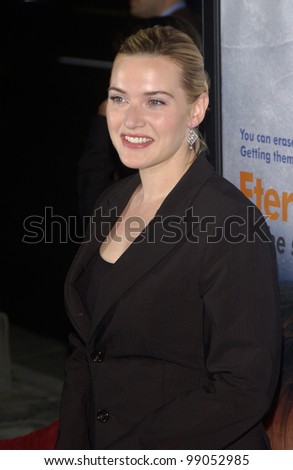 Actress KATE WINSLET at the world premiere of her new movie Eternal Sunshine of the Spotless Mind, in Beverly Hills, CA. March 9, 2004