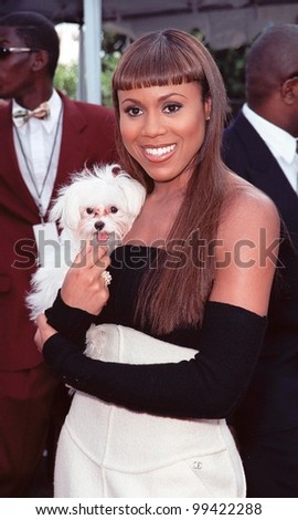 Singer DEBORAH COX with her dog Minnie at the Soul Train Lady of Soul Awards in Santa Monica where she wone for R&B/Soul Song of the Year for \
