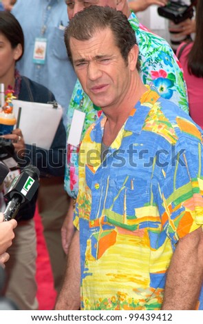 Actor MEL GIBSON at the Los Angeles premiere of the animated movie Chicken Run. Gibson supplies the voice for Rocky the Rooster.