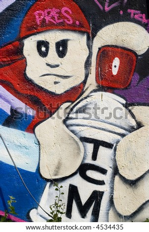 graffiti characters spray cans. stock photo : Graffiti