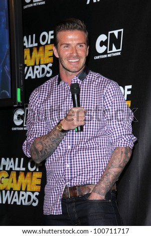 David Beckham at the Cartoon Network Hall of Game Awards, Barker Hangar, Santa Monica, CA 02-18-12
