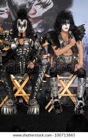 Gene Simmons, Paul Stanley at the KISS & Motley Crue Press Conference, Roosevelt Hotel, Hollywood, CA 03-20-12