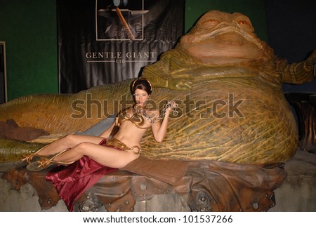 Natalie Atkins at the Slave Leia day tour and photo shoot with Jabba the Hutt, Gentle Giant Studios, Burbank, CA. 07-16-10