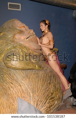 Adrianne Curry at the Slave Leia day tour and photo shoot with Jabba the Hutt, featuring members of Gentle Giant Studios, Burbank, CA. 07-16-10