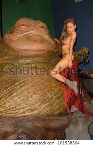 Paula Labaredas at the Slave Leia day tour and photo shoot with Jabba the Hutt, featuring members of  Gentle Giant Studios, Burbank, CA. 07-16-10