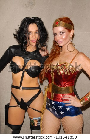 Alicia Arden as Aeon Flux with Phoebe Price as Wonder Woman at San Diego Comic Con, San Diego Convention Center, San Diego, CA. 07-24-10