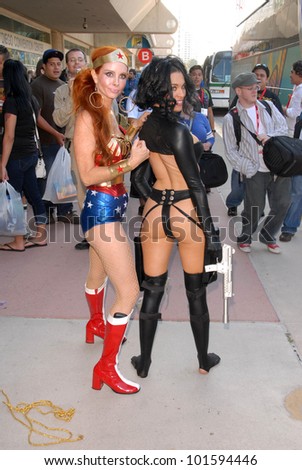 Phoebe Price as Wonder Woman and Alicia Arden as Aeon Flux at San Diego Comic Con, San Diego Convention Center, San Diego, CA. 07-24-10