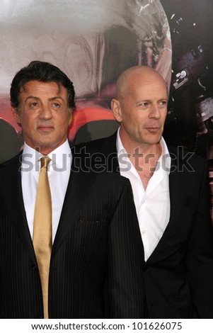 Sylvester Stallone and Bruce Willis  at the \