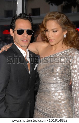 Marc Anthony and Jennifer Lopez  at the Premiere of CBS Films\' \