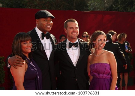 Simone Johnson and LL Cool J with Chris O\'Donnell and Caroline Fentress  at the 61st Annual Primetime Emmy Awards. Nokia Theatre, Los Angeles, CA. 09-20-09