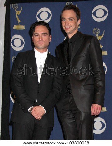 Johnny Galecki and Jim Parsons in the Press Room at the 61st Annual Primetime Emmy Awards. Nokia Theatre, Los Angeles, CA. 09-20-09