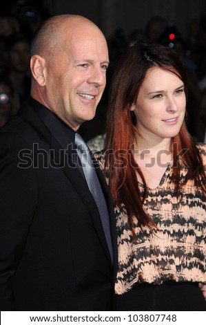 Bruce Willis and Rumer Willis at the Los Angeles Premiere of \'Surrogates\'. El Capitan Theatre, Hollywood, CA. 09-24-09