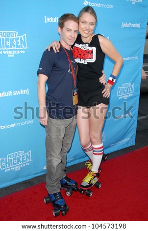Seth Green and Clare Grant  at Robot Chicken\'s Skate Party Bus Tour. Skateland, Northridge, CA. 08-01-09