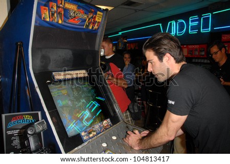 Zachary Quinto at Stride Gum\'s \'Save The Arcades\' to save endangered video game arcades, Video West Arcade, Glendale, CA. 08-19-09