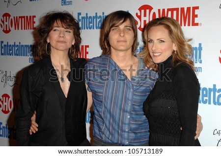 Ilene Chaiken with Daniela Sea and Marlee Matlin at the farewell party for final season of \'The L Word\'. Cafe La Boheme, West Hollywood, CA. 03-03-09