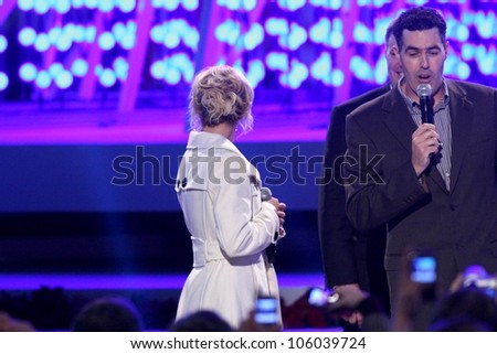 Britney Spears and Adam Carolla   at the Debut of L.A. Live\'s \'Light of Angels\'. L.A. Live, Los Angeles, CA. 12-04-08