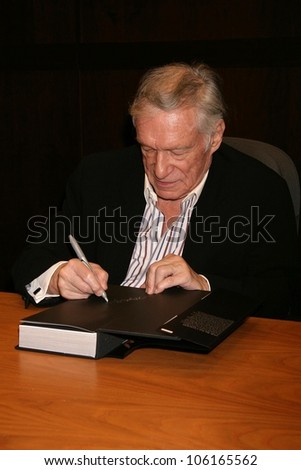 Hugh Hefner   at an in store appearance signing copies of his books \'Mr. Playboy\' and \'Playboy The Complete Centerfolds\'. Barnes and Noble the Grove, Los Angeles, CA. 12-16-08